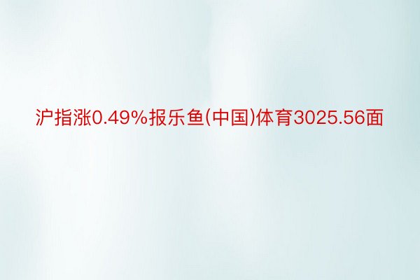 沪指涨0.49%报乐鱼(中国)体育3025.56面