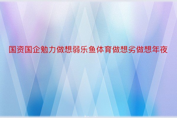 国资国企勉力做想弱乐鱼体育做想劣做想年夜